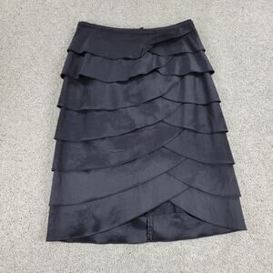 Cachet Womens Skirt Medium Black Ruffle Layered Pencil Straight Career Office